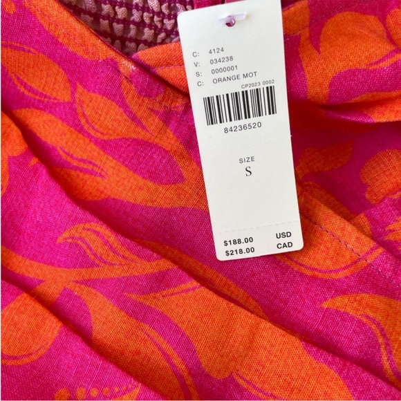 Anthropologie Ranna Gill Off-Shoulder Pink & Orange Wide-Leg Jumpsuit S 4-6 - Picture 5 of 10